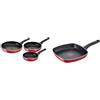 Lagostina Cucina Mediterranea Set di Padelle Antiaderenti in Alluminio Ø 20/24/28 cm, 3 Pezzi & Grill Antiaderente in Alluminio 26x26 cm, Induzione, Gas e Forno