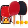 Leikurvo Set da ping pong professionale, 2 racchette da ping pong + 3 palline da ping pong, set di racchette da ping pong con tasca, ideale per dilettanti, principianti, professionisti