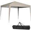 BAKAJI Gazebo 3 x 3 metri Pieghevole Tessuto Poliestere Impermeabile Struttura in Metallo Richiudibile a Fisarmonica Tendone Portatile Fiera Mercato Giardino Esterno + Sacca per Trasporto (Beige)