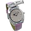 VSONE Orologio Tattile al Quarzo per Non Vedenti o gli Anziani con Quadrante Rosa, Cinturino in Pelle Rosa