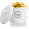 Cleminsta Contenitore Porta Patate, Cipolle e Aglio, Porta Patate da Cucina, Contenitori per Patate con Coperchio e Prese d'aria, Secchio di Stoccaggio Barattoli Verdure (Bianco)