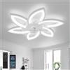 YUNLONG 78 cm Lampadario Ventilatore da Soffitto Con Telecomando Led Dimmerabile Pale da Soffitto Design DC Plafoniera Fiore Led Reversibile 6 Velocità Lampadari a Ventola per Camera da Letto Cucina,Bianco