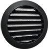 Intelmann Griglia di protezione dagli agenti atmosferici nero/grigio DN: 100, 125, 150, 160, 200. Griglia di ventilazione rotonda in alluminio con zanzariera., Nero