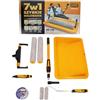 HARDY WORKING TOOLS Set di attrezzi per pittura Hardy Working Tools, 7 pezzi, modello Speedy 40, rulli grandi da 40 cm, rulli piccoli da 10 cm, vaschetta per vernice da 58 cm, asta telescopica, nastro adesivo