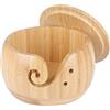 Coopay Ciotola per filati di bambù, ciotola in lana di legno con coperchio,supporto per filati per lavorare a maglia,ciotola lana per matasse circolari di cotone più piccole,accessorio per maglieria