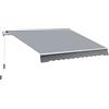 Outsunny Tenda da sole manuale con braccio snodato, 4 m, con manovella, per balcone, parasole, montaggio a parete, balcone, in alluminio bianco+grigio, 395 x 245 cm