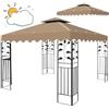 Qweidown Telo Gazebo 3 x 3 m, Tetto di Ricambio per Gazebo Impermeabile, Copertura Gazebo Anti UV Panno in Poliestere 300D + Rivestimento PA Coperture della Tenda di Protezione UV