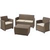 Keter Set da giardino Keter Mia Lounge divano 2 poltrone tavolo contenitore cappuccino