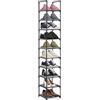 Hossejoy Scarpiera a 10 livelli, organizer per scarpe in metallo, per riporre scarpiera sottile, salvaspazio, altezza e strette, per spazi ristretti, camera da letto, soggiorno, 28x30.5x175 cm, nero