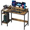 MINOSYS Scrivania da gioco per computer, scrivania da 119,4 cm per casa e ufficio con contenitore, scrivania rustica con supporto per monitor, tavolo angolare moderno e semplice, spazio di