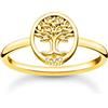 Thomas Sabo anello da donna Albero dell'Amore con pietre bianche argento sterling 925 oro, placcatura oro giallo 750 TR2375-414-14