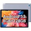 Lville Tablet Android 13, 8 GB RAM + 128 GB ROM (1 TB Espandibile) Octa-Core Tablet 10 pollici 1280 x 800 IPS HD, 5 G/2.4 G WiFi, 5000 mAh, Bluetooth 5.0, Dual Box Altoparlanti (Grigio)