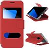 N NEWTOP Cover Compatibile per Samsung Galaxy S7 Edge, HQ Windows Notifiche Display Risposta Finestra Custodia Libro Flip Magnetica Simil Pelle Stand Protettiva (Rosso)