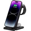 JESWO Caricatore Wireless, Ricarica Wireless pieghevole 3-in-1, Stazione Ricarica per ricaricare telefono cellulari/smart watch/cuffie che supporti la ricarica wireless