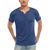 WAZZAP Uomo Henley Maglietta Manica Corta Cotone Scollo a V T-Shirt Casuale Slim Fit con Bottoni