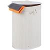 Relaxdays Cesto Portabiancheria in bambù, Ovale, 46 l, Pieghevole, Cesta con Coperchio, Bagno 55x42x32 cm, Bianco