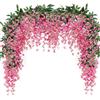 JUSTOYOU Ghirlanda di glicine artificiale, 2 pezzi, 2 m, ghirlanda di glicine finta, per interni ed esterni, decorazione da parete per matrimoni (magenta)