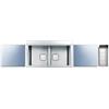 Apell Lavello da Incasso 2 Vasche Flat Semifilo 86 x 50 cm Acciaio Inox con Tagliere in Vetro Silver e Colino Serie Eleganza Apell PD862IKITS