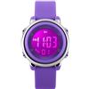 TONSHEN Bambini Orologio Sportivo 50M Impermeabile Digitale LED 7 Colore Controluce Multifunzionale Elettronica Moda Plastica Lunetta e Morbida Gomma Band Outdoor Orologio da Polso Ragazzi Ragazze (Viola)