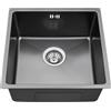 Auralum Lavandino Cucina Nero 44 x 44 cm, Lavello Cucina 1 Vasca in Acciaio Inox per il mobile base 45 cm, Lavello ad Incasso Filotop Sottotop, Vasca Singola con Sifone