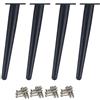 Drenky 4 Pz Piedini per mobili, Piedini armadio in metallo, Piedini Cone Furniture, 201 Acciaio inossidabile, nero, Altezza 40 cm, Base silenziosa antiscivolo per divani, tavoli e altri mobili