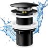 Aissom Piletta Bidet Click Clack Senza Troppopieno,Piletta per Scarico Lavabo,Piletta Bidet Universale G1 1/4,per tutti i tipi di lavabi(Nero)