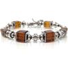ThurColas Bracciale rigido donna perle in vetro e cristalli stile chic moderno acciaio inox fatto a mano in Francia (Marrone)