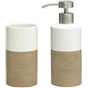 Sealskin Doppio Set combinato Dispenser per sapone liquido e bicchiere, Poliresina, Sabbia