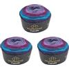 Wollbiene Cupcake, 3 gomitoli di lana da 150 g, 450 g, per lavorare a maglia e all'uncinetto, lana turca, colore sfumato (viola, turchese, 3210)