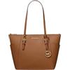 Michael Kors Charlotte Signature Leather Large Top Zip Tote Handbag Bag (Luggage)