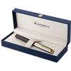 Waterman Exception penna stilografica | laccatura nera e metallo con puntale dorato e cappuccio cesellato | punta media in oro 18K | confezione regalo