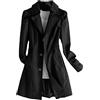 keusyoi Autunno Trench Donne Monopetto Cappotto Primavera Donne Turn-Down Collare Trench Soprabito Giacca A Vento Capispalla, Nero , 3XL