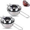 GLOBALDREAM Cottura Pentolino Bagnomaria, 2 Pezzi 400ml Double Boiler Beccucci Pentola Bagnomaria Melting Pot al Cioccolato per Far Fondere Cioccolato Caramelle Burro Candele, Acciaio Inox 304