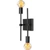 LQUNFYL Applique da Parete Interno Vintage con Doppio Braccio, 2 Luci Nero Quadrato Applique Industrial, Lampada da Parete Orientabile Metallo, E27 applique Specchio Bagno, Moderna Illuminazione Interna