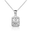 Diamond Treats Collana Donna in Argento Sterling 925 con Zirconi Taglio Smeraldo Bianchi, Verdi, Blu o Rossi, Elegante Collana Rettangolare in Argento con Confezione Regalo