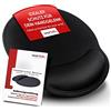 wortek tappetino per mouse wortek con cuscino in gel in memory foam - 23x26cm - tappetino per mouse ergonomico con poggiapolsi - bordi cuciti - tappetino per mouse con poggia mano tappetino nero