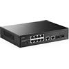YuLinca Switch 12 porte Gigabit PoE, 8 GE PoE+, 2 GE Uplink, 2 Gigabit SFP Slot, IEEE802.3af/at Max 120W, Switch Ethernet Plug&Play non gestito senza ventola