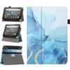 HoYiXi Custodia universale per 7-8 pollici Samsung Galaxy Lenovo Huawei Fire Tablet Cover protettiva regolabile in due posizioni con supporto e cinturino da polso - marmo blu