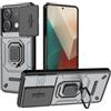 TAUYN Custodia per Xiaomi Redmi Note 13 4G, TPU/PC Antiurto Heavy Duty Armor Bumper Custodie, Lente Spingere Finestra, con Supporto Case Caso - Grigio