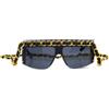 CHANEL Pre-Owned - Occhiali da sole rettangolari anni '80-'90 - Donna - placcatura in oro/acrilico - Taglia unica - Nero