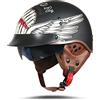 BOSERMEM Casco Moto Adulto, Casco Semi Aperto Con Visiera. Casco Per Scooter Atv Casco, Casco Di Sicurezza Certificato ECE(Shura Nero Opaco, L 59-60cm)