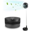 FISHTEC Ventilatore da Tavolo senza fili - Telescopico da 35 a 100 cm - Testa inclinabile 180° - 4 velocità - Ricaricabile USB - Silenzioso 30dB - Portatile A Piantana o da appoggiare - Nero