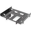 Ewent EW7002 Staffa Adattatore per 4 SSD/HDD 2.5 o 1 HDD 3.5 + 2 SSD 2.5 su Alloggiamento Slot PC 5.25, Viti Incluse, Nero