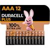 Duracell Batterie Plus AAA (pacco da 12) - Alcalina 1.5V - Fino al 100% di extra durata - Affidabilità per i dispositivi a uso quotidiano - 0% plastica nel pacco - 10 anni di conservazione-LR03 MN2400