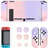 DLseego Set di custodie protettive, compatibili con Nintendo Switch Cover con guscio rigido in policarbonato antigraffio + 2 proteggi-schermo in vetro temperato + 6 simpatici tappi per pollice a forma