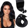 LaaVoo Extension Capelli Veri Cheratina 60 cm 50g 50 ciocche - Capelli Umani Remy Lisci Nero Naturale - Extension Professionale Naturale #1