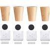 Qrity 6CM Gambe per Mobili Legno, Set di 4 Piedini in Legno di Quercia Affidabile per Divani, Comodini, Armadi, Piastra di Montaggio e Viti