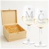 fashwork - Coppia Calici Vino Personalizzabili Iniziali, Calici Personalizzati da 50 cl, bicchieri vino rosso o prosecco - Idee Regalo Anniversario, Regalo Matrimonio e scegli la scatola regalo