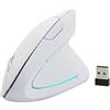 Roadoor Mouse wireless con pulsanti laterali bianco/nero Mouse senza fili USB Mouse ergonomico Mouse verticale DPI regolabile a lungo raggio con luce RGB, per computer portatile bianco