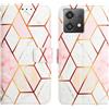 XINNI Cover Protettiva per Motorola Moto G84 5G Case, PU/TPU/Modello in Marmo Flip Magnetica Cellulare Custodia Libro Antiurto Pelle Portafoglio, Rosa Bianco